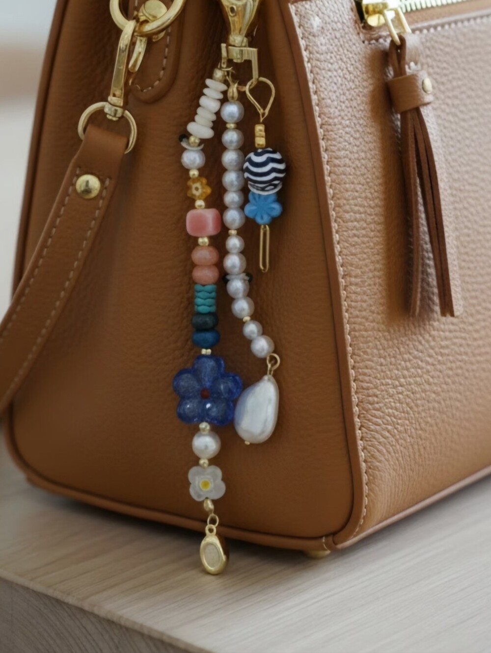 Colorful Glass beaded Bag charm Nwt